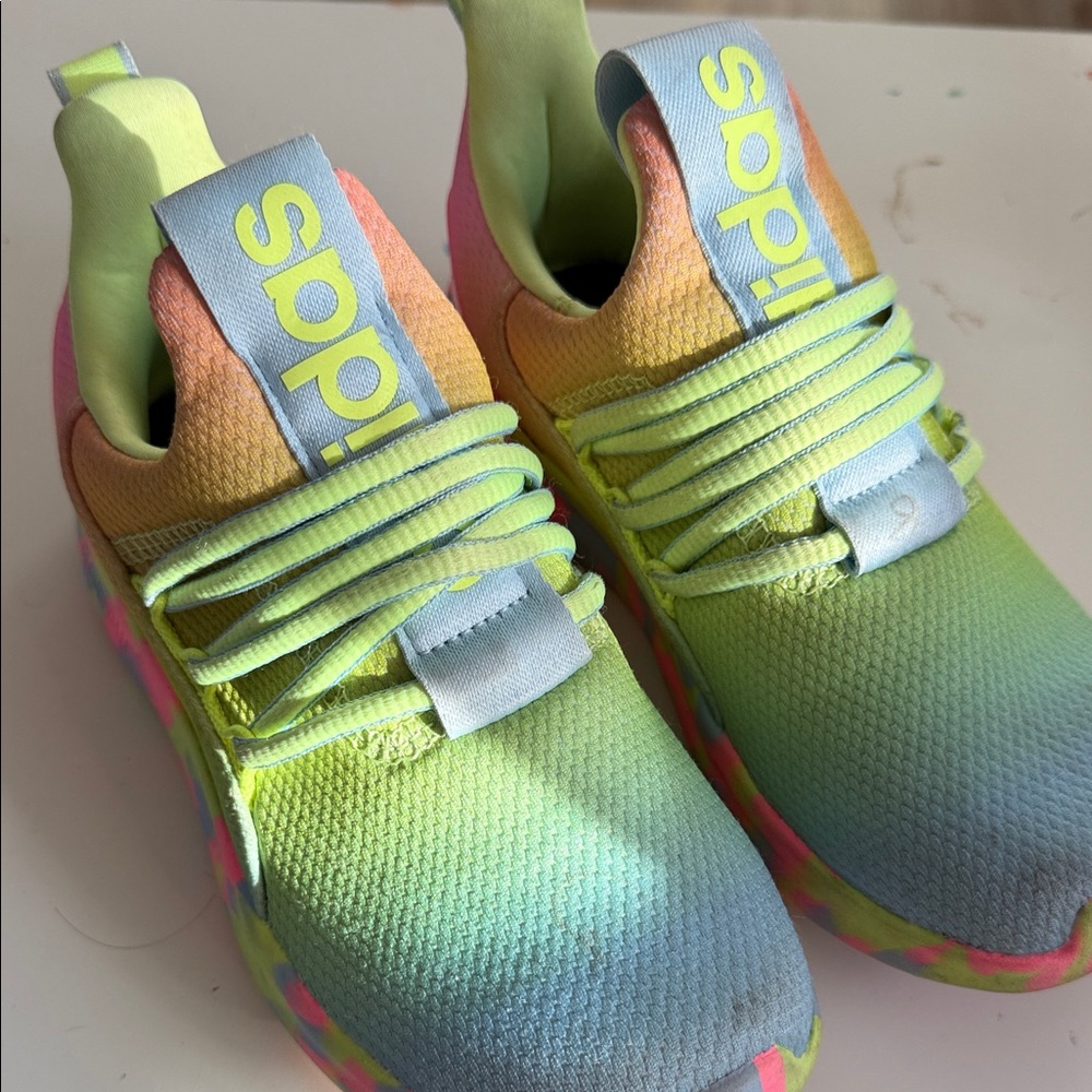 adidas Kids Gradient Neon Yellow & Multicolor Slip-On Sneakers
